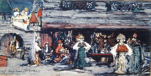 Decorontwerp voor De Goudvis van Minkus, 1903 door Konstantin Alekseevich Korovin